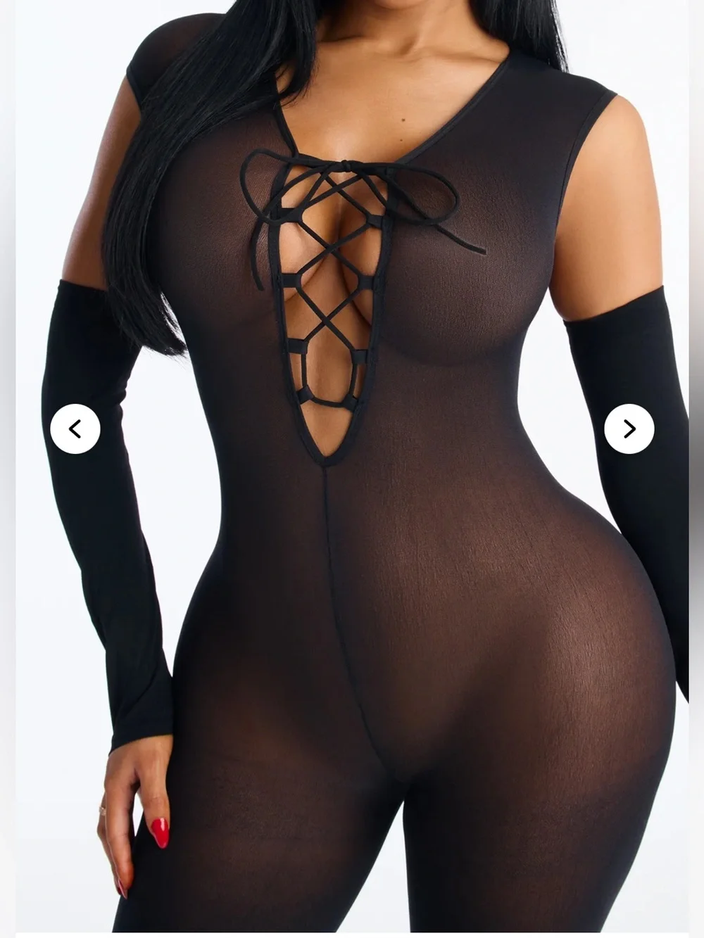 Irina Mesh Lace Up Jumpsuit Bodystocking
